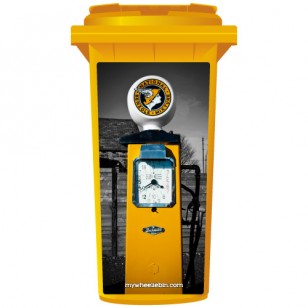 Retro Yellow Petrol Pump Wheelie Bin Sticker Panel